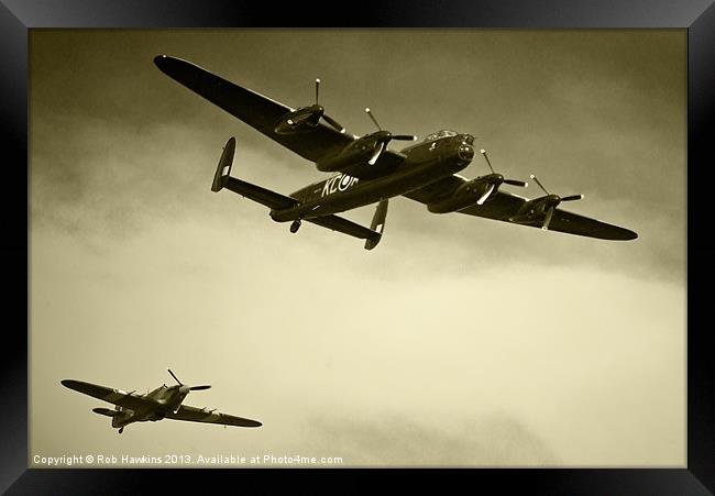 Lancaster and the Hurricane Framed Print by Rob Hawkins