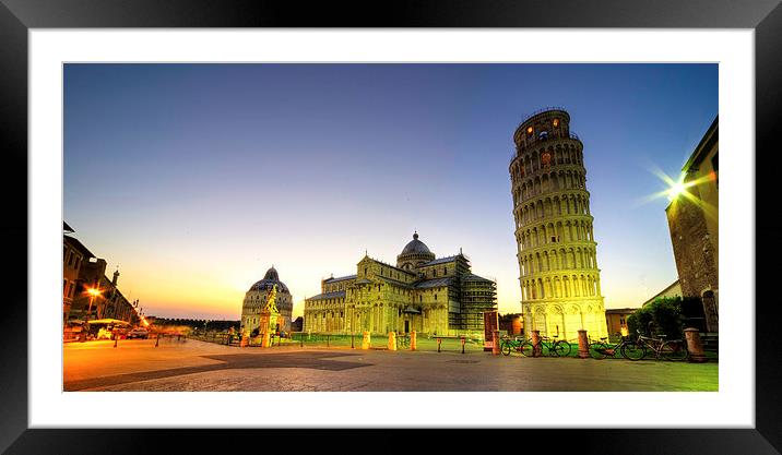 Leaning Tower by Dusk Framed Mounted Print by Rob Hawkins