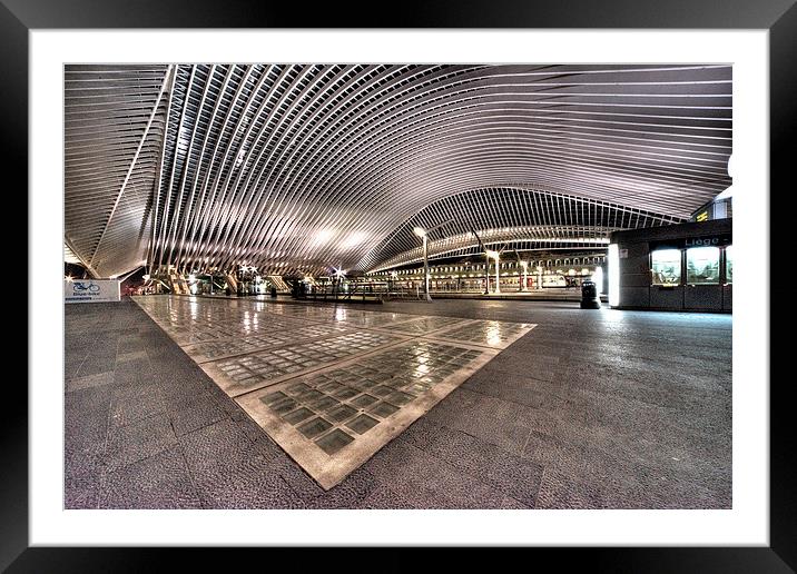 Liege station by Night Framed Mounted Print by Rob Hawkins