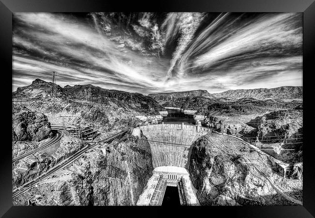 Hoover Dam in Mono Framed Print by Rob Hawkins