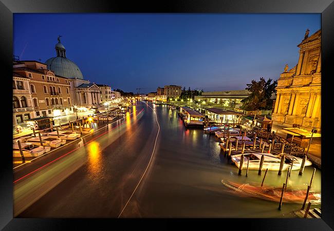 Night time on the Grand Canal Framed Print by Rob Hawkins