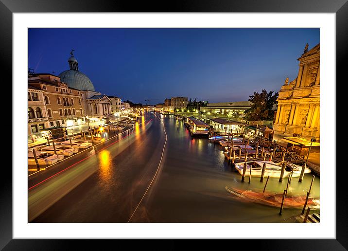 Night time on the Grand Canal Framed Mounted Print by Rob Hawkins