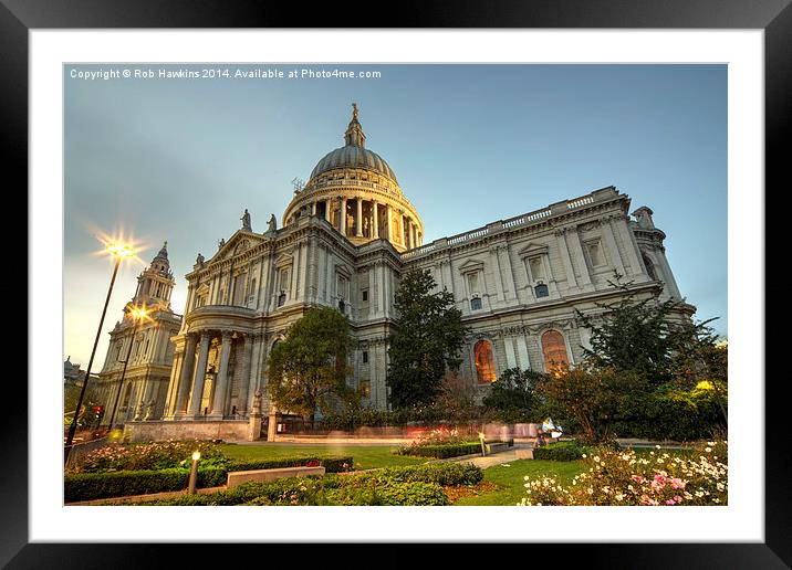  St Paul's Cathedral at dusk  Framed Mounted Print by Rob Hawkins