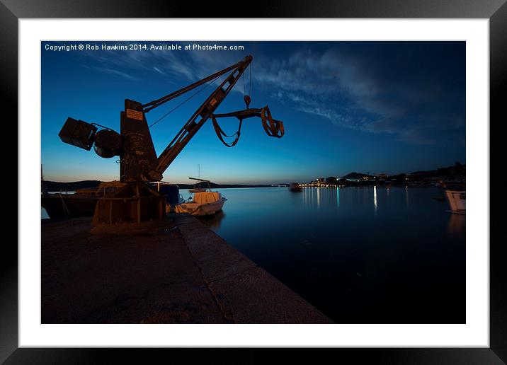  Sibinek boat crane at dusk  Framed Mounted Print by Rob Hawkins