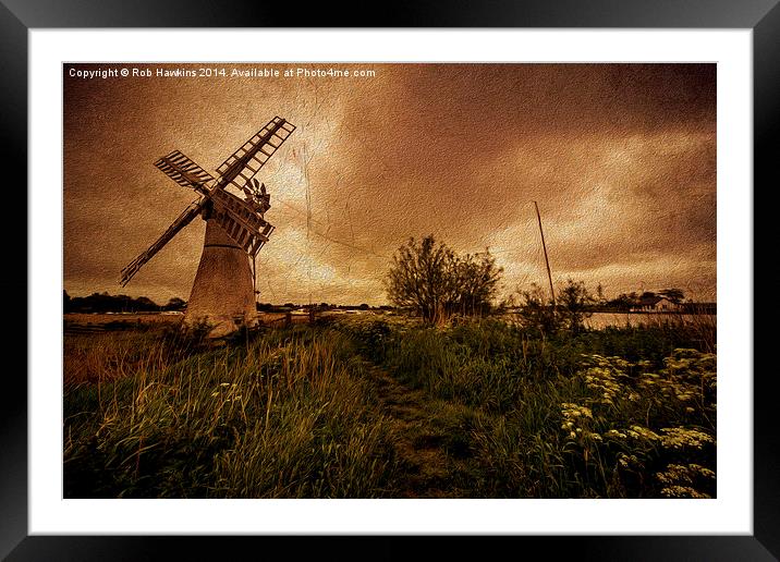  Thurne Wind Pump in oil  Framed Mounted Print by Rob Hawkins