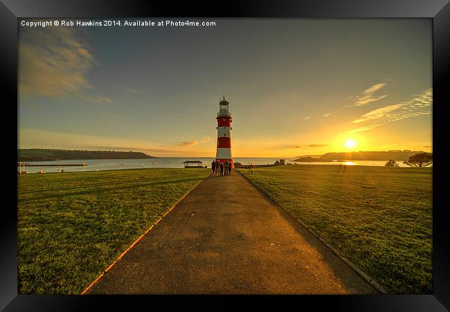 Smeaton's Tower Sunset  Framed Print by Rob Hawkins