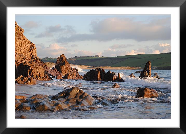 The sea at Bigbury, South Devon Framed Mounted Print by Rob Hawkins