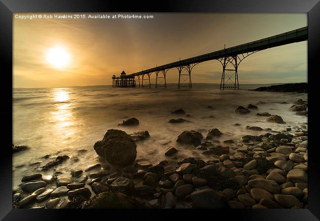  Clevedon Pier Sunset  Framed Print by Rob Hawkins