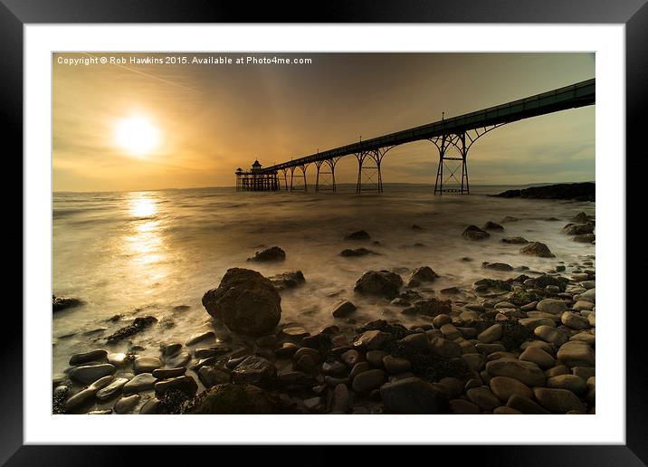  Clevedon Pier Sunset  Framed Mounted Print by Rob Hawkins