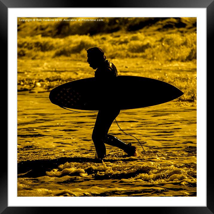  Surfer Silhouette  Framed Mounted Print by Rob Hawkins