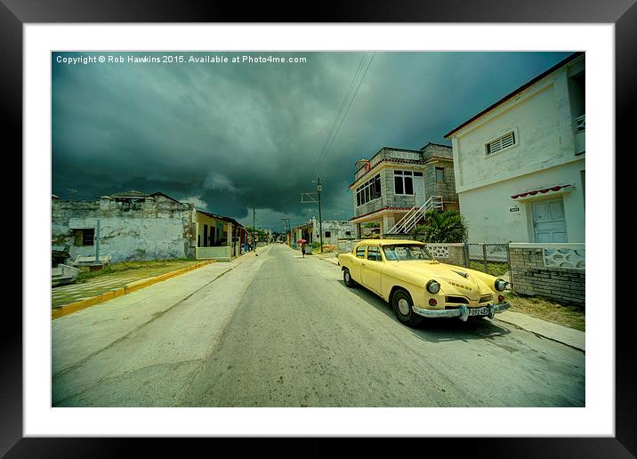  Yellow storm car  Framed Mounted Print by Rob Hawkins