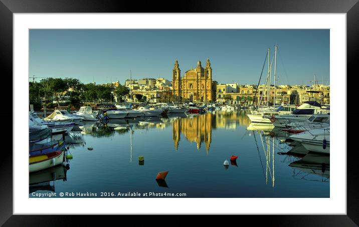 Valletta Reflected  Framed Mounted Print by Rob Hawkins