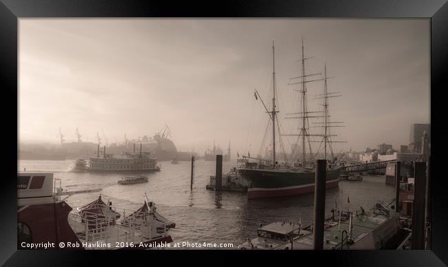 Hamburg Dock Vista  Framed Print by Rob Hawkins
