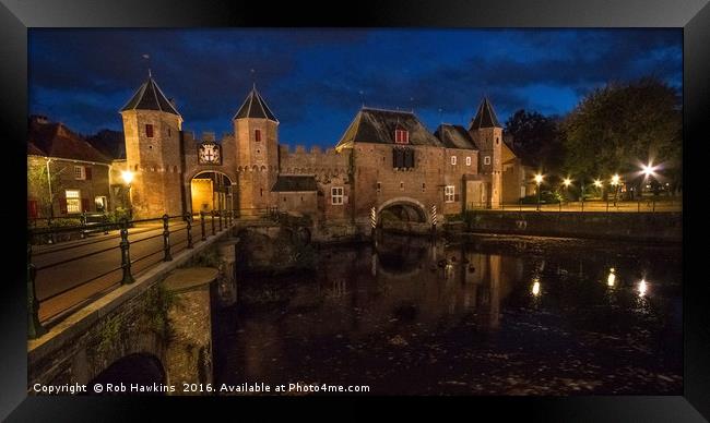 Amersfoort Koppelpoort by night  Framed Print by Rob Hawkins