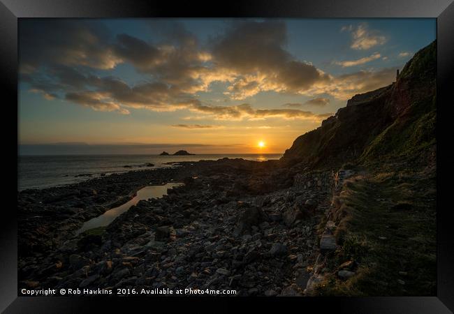 Cape Cornwall Sunset  Framed Print by Rob Hawkins