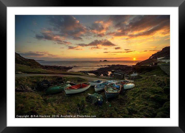 Cape Cornwall Twylight Framed Mounted Print by Rob Hawkins