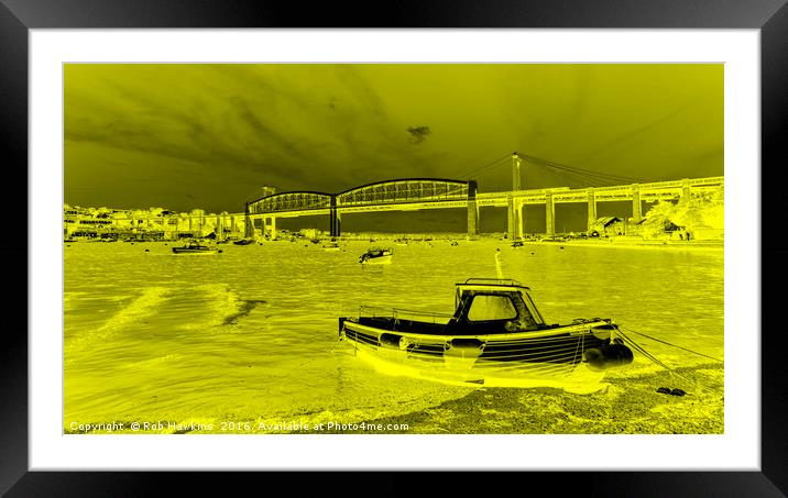 Yellow Albert Bridge  Framed Mounted Print by Rob Hawkins