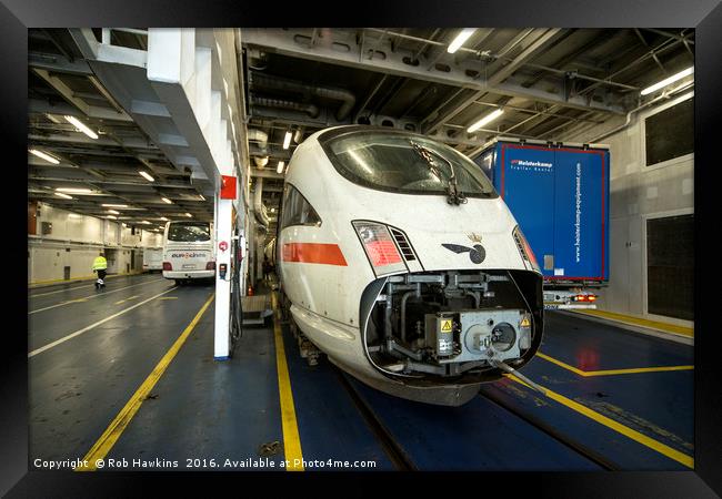 The Train Ferry  Framed Print by Rob Hawkins