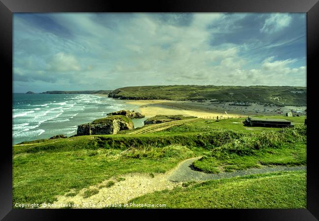 Perranporth Headland  Framed Print by Rob Hawkins