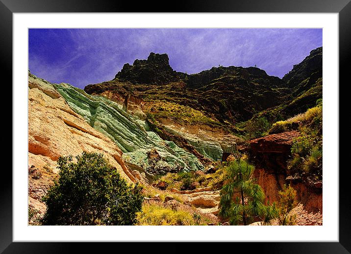 Multicoloured mountain Framed Mounted Print by Rob Hawkins