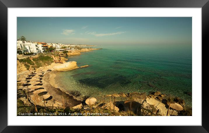 Hersonissos Cove  Framed Mounted Print by Rob Hawkins