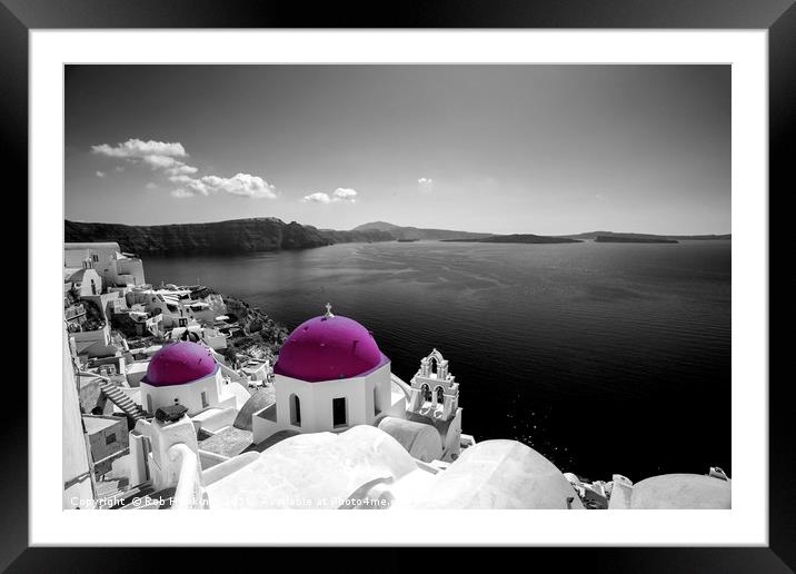 Santorini magenta Framed Mounted Print by Rob Hawkins