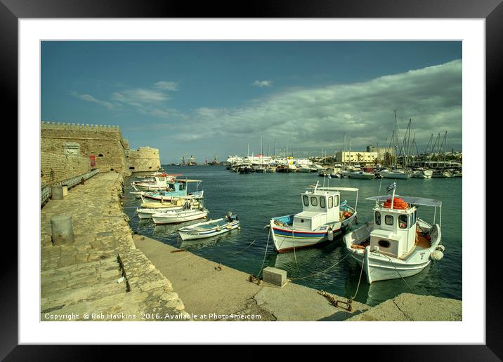 Heraklion old harbour  Framed Mounted Print by Rob Hawkins