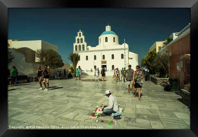 Oia Church  Framed Print by Rob Hawkins