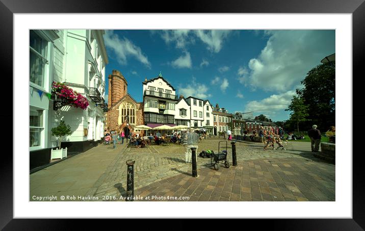 Exeter Shops on the Green  Framed Mounted Print by Rob Hawkins