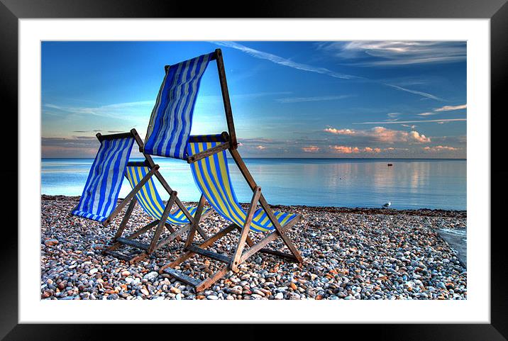 Deckchairs at Beer Framed Mounted Print by Rob Hawkins