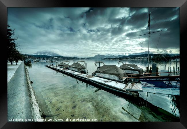 Lake Lucerne Jetty  Framed Print by Rob Hawkins