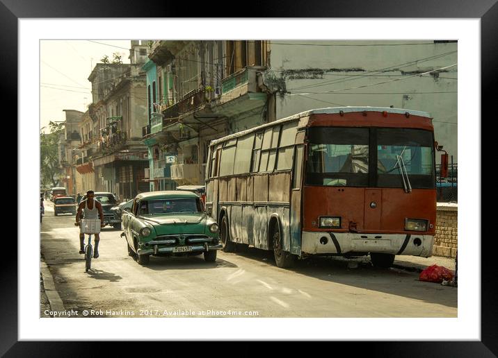 Havana Bus  Framed Mounted Print by Rob Hawkins