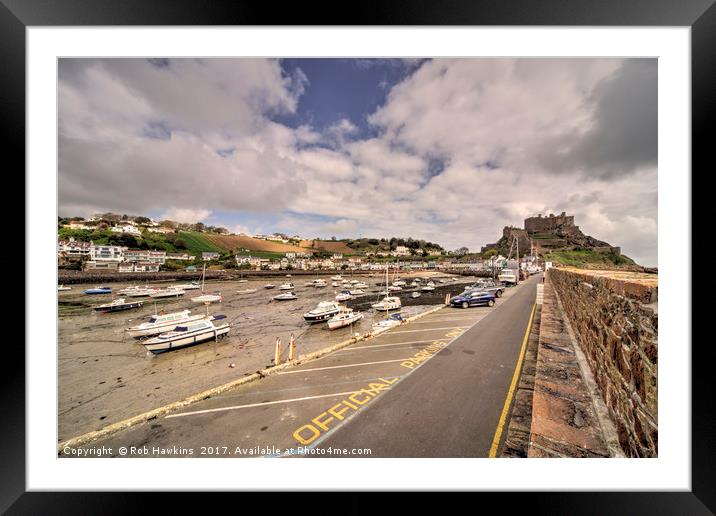 Mount Orgueil Harbour  Framed Mounted Print by Rob Hawkins