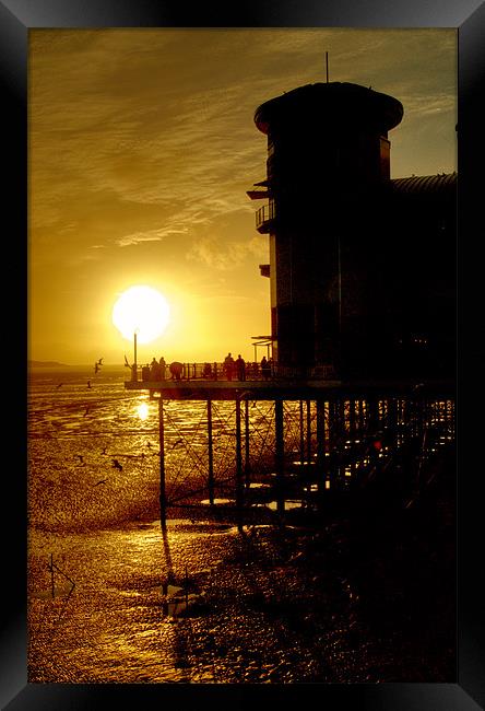 Sunset at Weston super mare Grand Pier Framed Print by Rob Hawkins