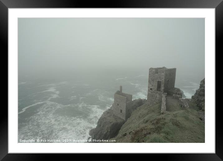 Botallack in the mist  Framed Mounted Print by Rob Hawkins