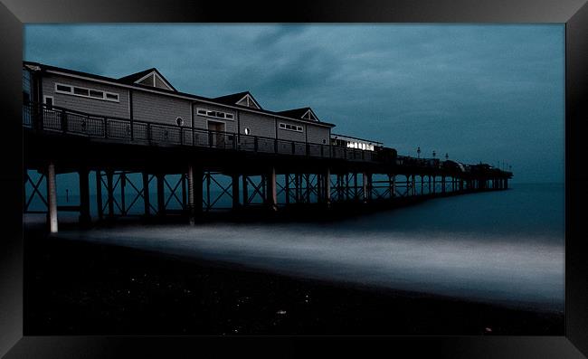 Teignmouths pier at dusk Framed Print by Rob Hawkins
