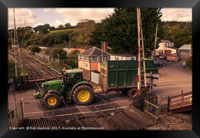 Crediton Tractor crossing  Framed Print by Rob Hawkins