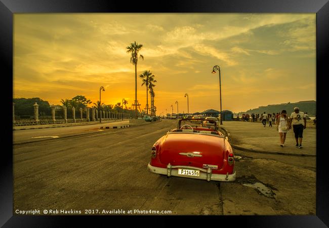 Habana convertible sunset  Framed Print by Rob Hawkins