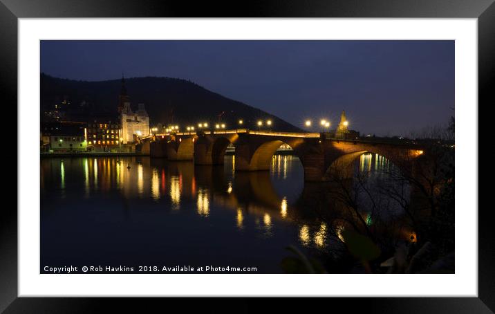 Heidelberg Bridge by night  Framed Mounted Print by Rob Hawkins