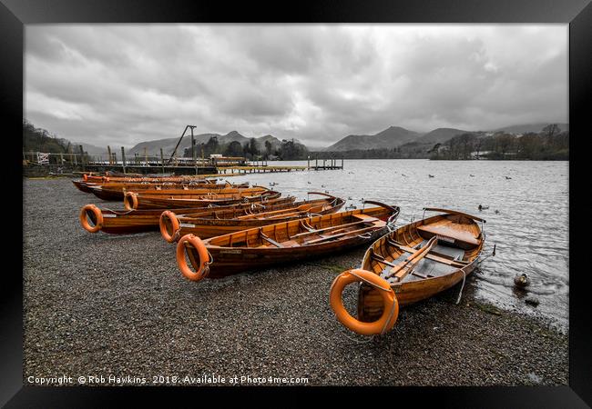 Boats at Derwent Water  Framed Print by Rob Hawkins
