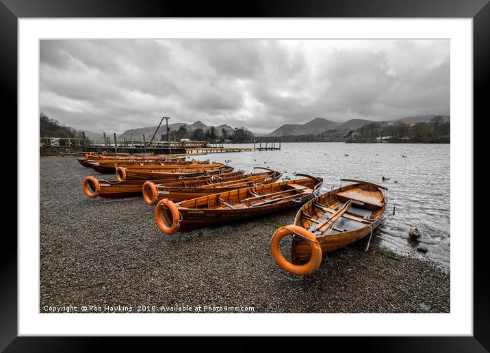 Boats at Derwent Water  Framed Mounted Print by Rob Hawkins