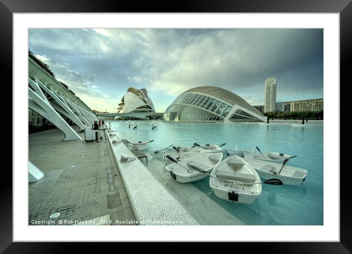 Valencia Rowing Boats  Framed Mounted Print by Rob Hawkins