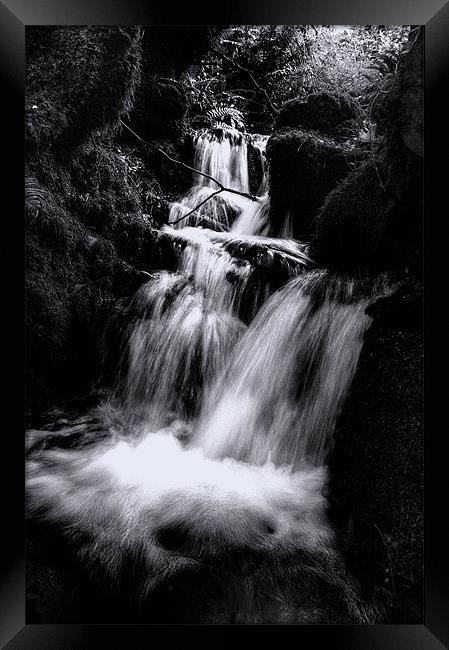 Black & white waterfall Framed Print by Rob Hawkins