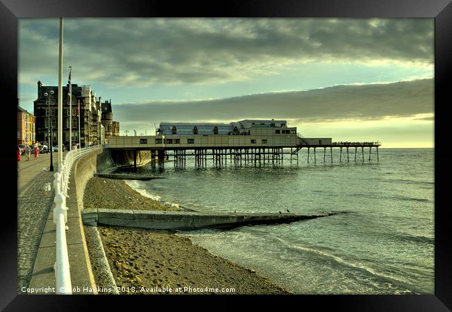 Aberystwyth pier and beach Framed Print by Rob Hawkins