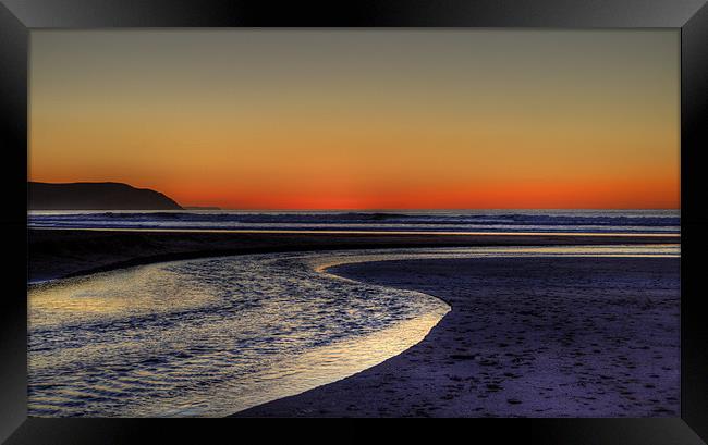 Sunset at Woolacombe Framed Print by Rob Hawkins