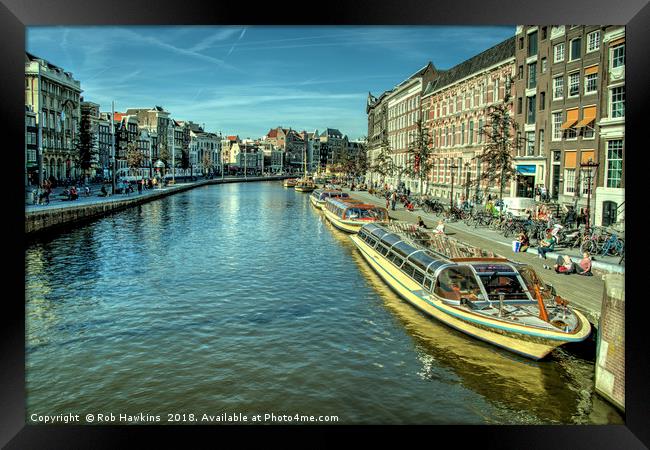 Amsterdam City Boats  Framed Print by Rob Hawkins