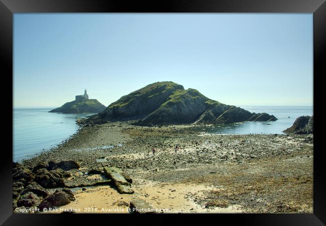 Mumbles Lighthouse Framed Print by Rob Hawkins