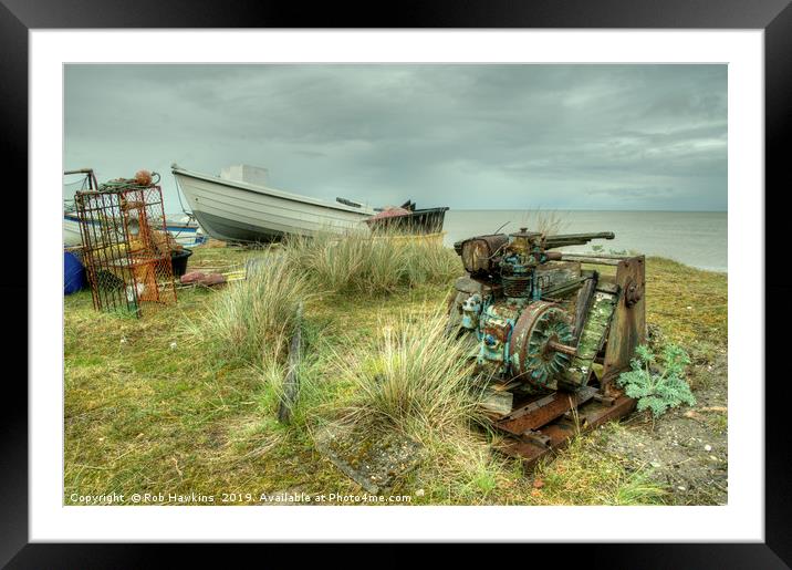 Sizewell Boat Winch  Framed Mounted Print by Rob Hawkins