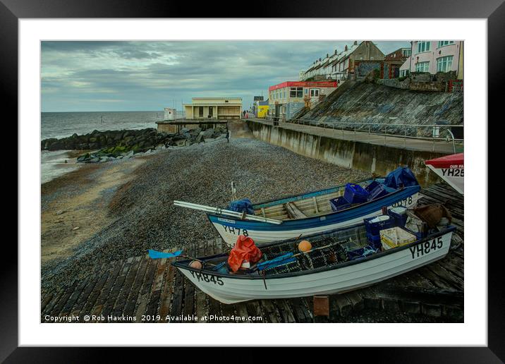 Sheringham Boats on the beach  Framed Mounted Print by Rob Hawkins