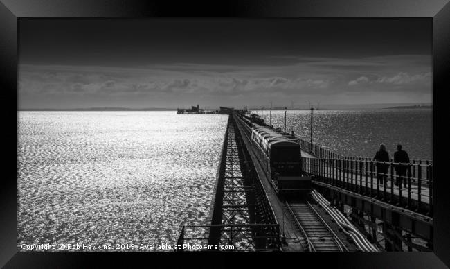 Southend Pier in mono  Framed Print by Rob Hawkins